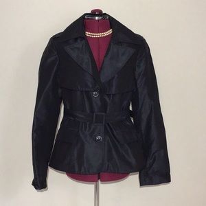 Lafayette 148 Black Silk Cropped Trench- Size 10